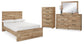 Hyanna Full Panel Storage Bed with Mirrored Dresser and Chest