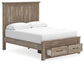 Yarbeck Queen Panel Bed with Storage with Mirrored Dresser and Nightstand
