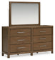 Cabalynn King Panel Bed with Storage with Mirrored Dresser and Nightstand